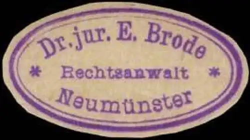 Dr. jur. E. Brode Rechtsanwalt