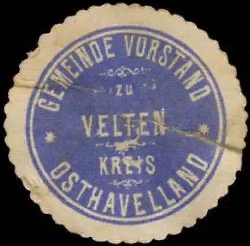 Gemeinde Vorstand zu Velten Kreis Osthavelland