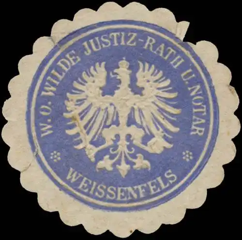 W.O. Wilde Justizrath und Notar Weissenfels