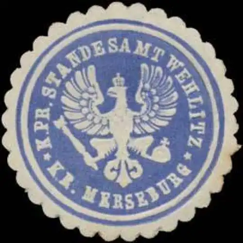 K.Pr. Standesamt Wehlitz Kreis Merseburg