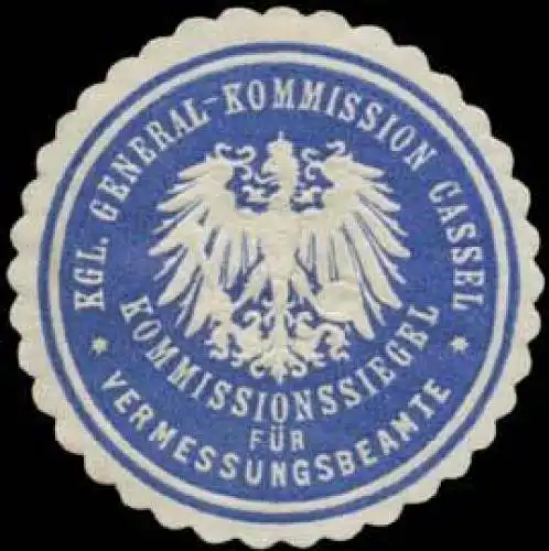K. General-Kommission Kassel Kommissionssiegel fÃ¼r Vermessungsbeamte