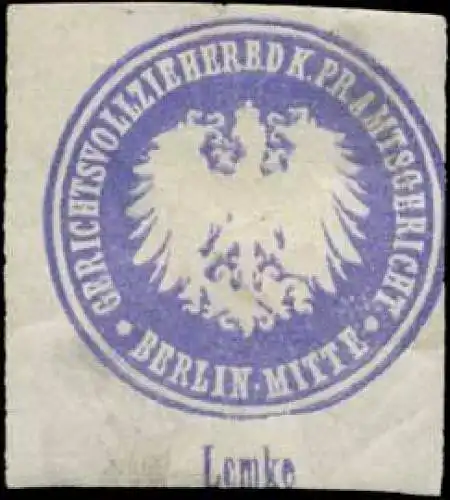 Lemke Gerichtsvollzieher b.d. K.Pr. Amtsgericht Berlin-Mitte