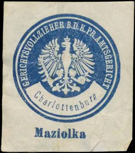 Maziolka Gerichtsvollzieher b.d. K.Pr. Amtsgericht Charlottenburg