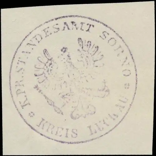 K.Pr. Standesamt Sorno Kreis Luckau/Lausitz