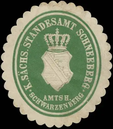 K.S. Standesamt Schneeberg Amtsh. Schwarzenberg