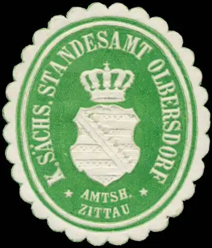 K.S. Standesamt Olbersdorf Amtsh. Zittau