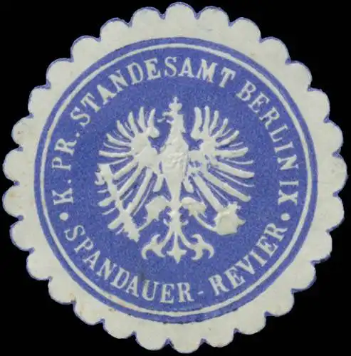 K.Pr. Standesamt Berlin IX. Spandauer-Revier, Spandau