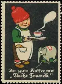 Junge mit Kaffee und Elefant