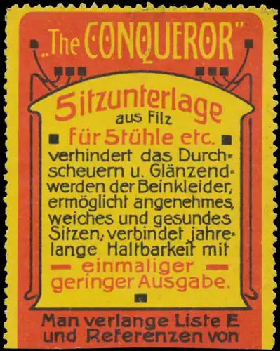 The Conqueror Sitzunterlage aus Filz