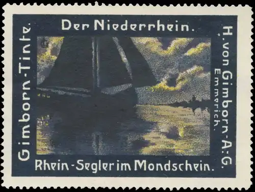 Rhein Segler im Mondschein