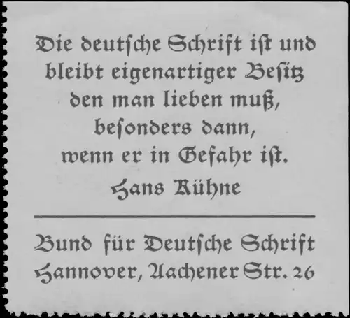 Die deutsche Schrift ist und bleibt eigenartiger Besitz