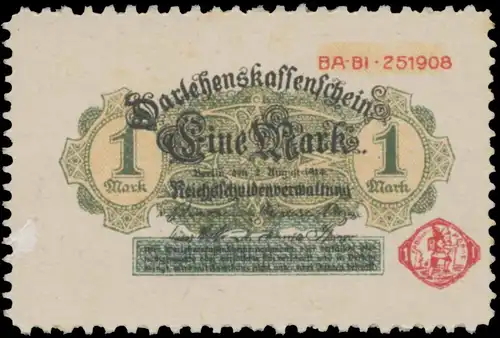 Darlehnskassenschein Eine Mark