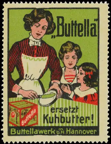 Mutter schmiert Kindern Buttella Margarine auf das Brot