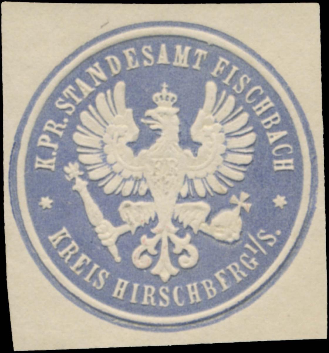 K Pr Standesamt Fischbach Kreis Hirschberg Schlesien Nr W Oldthing Siegel Reklamemarken