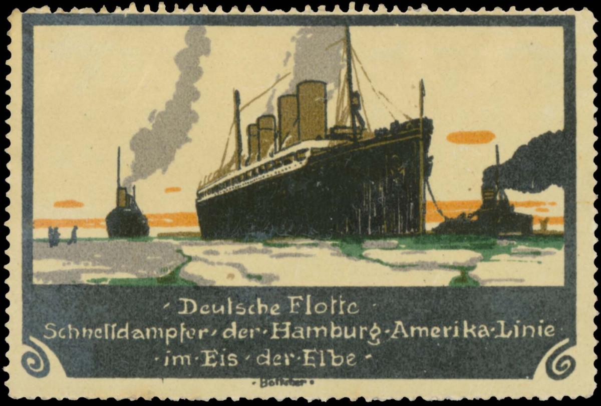 Schnelldampfer Der Hamburg Amerika Linie Im Eis Der Elbe