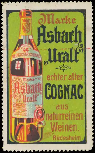 Marke Asbach Uralt echter alter Cognac aus naturreinen Weinen