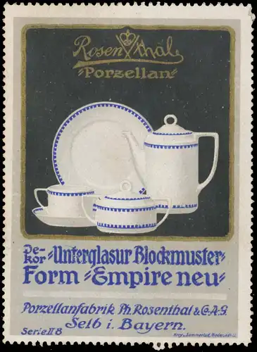 Dekor Unterglasur Blockmuster Form Empire neu