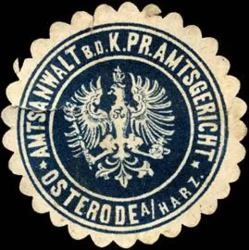 Amtsanwalt bei dem KÃ¶niglich Preussischen Amtsgericht - Osterode am Harz