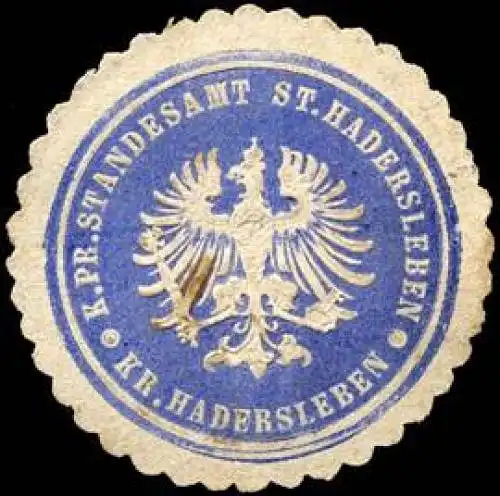 KÃ¶niglich Preussische Standesamt Stadt Hadersleben - Kreis Hadersleben