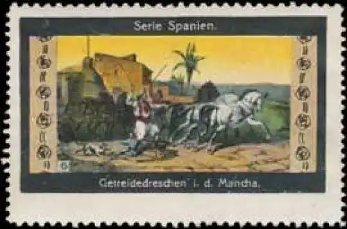 Getreidedreschen in der Mancha