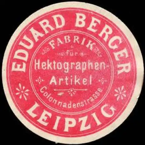 Eduard Berger Fabrik fÃ¼r Hektographenartikel