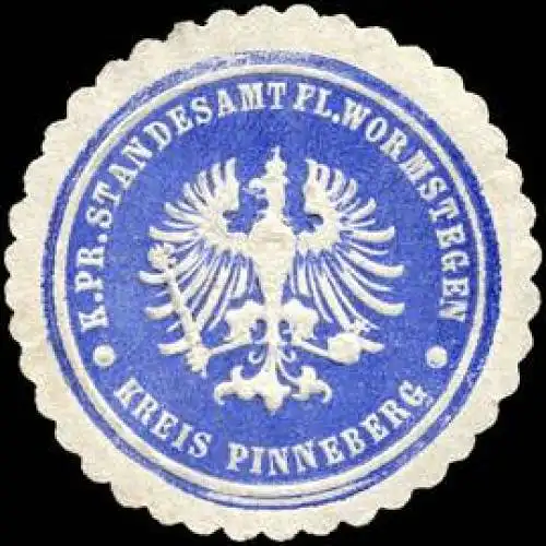 KÃ¶niglich Preussische Standesamt Pl. Wormstegen - Kreis Pinneberg