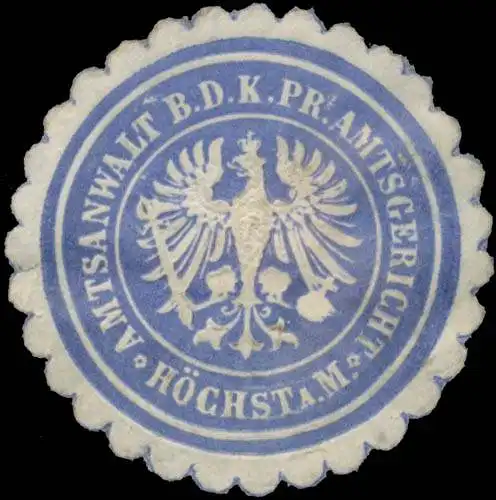 Amtsanwalt b.d. K. Pr. Amtsgericht HÃ¶chst am Main