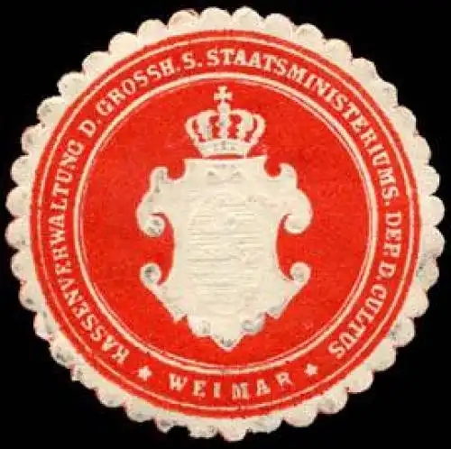 Kassenverwaltung des Grossherzoglich SÃ¤chsischen Staatsministeriums Dep. des Cultus - Weimar