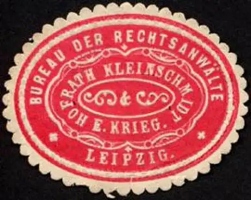 Bureau der RechtsanwÃ¤lte Hofrath Kleinschmidt - E. Krieg - Leipzig