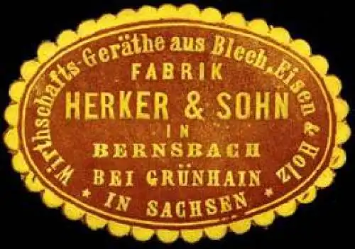 Wirthschafts - GerÃ¤te aus Blech, Eisen & Holz - Fabrik Herker & Sohn in Bernsbach bei GÃ¼nhain in Sachsen