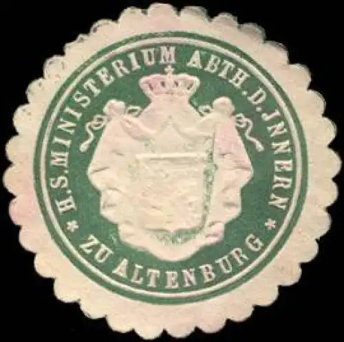 Herzoglich sÃ¤chsische Ministerium Abtheilung des Innern zu Altenburg