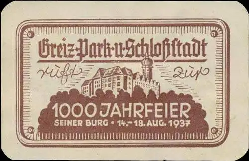 1000 Jahrfeier Greiz Park und SchloÃstadt