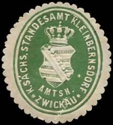 KÃ¶niglich SÃ¤chsisches Standesamt Kleinbernsdorf - Amtshauptmannschaft Zwickau