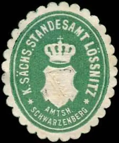 KÃ¶niglich SÃ¤chsisches Standesamt LÃ¶ssnitz - Amtshauptmannschaft Schwarzenberg