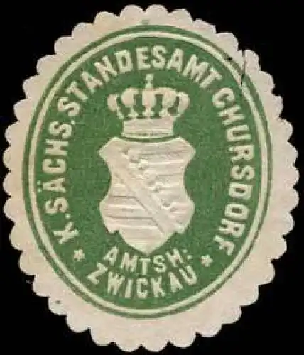 KÃ¶niglich SÃ¤chsisches Standesamt Chursdorf - Amtshauptmannschaft Zwickau