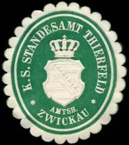 KÃ¶niglich SÃ¤chsisches Standesamt Thierfeld - Amtshauptmannschaft Zwickau