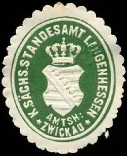 KÃ¶niglich SÃ¤chsisches Standesamt Langenhessen - Amtshauptmannschaft Zwickau