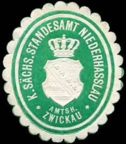 K.S. Standesamt NiederhaÃlau - Amtshauptmannschaft Zwickau