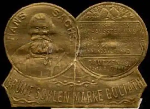 Hans Sachs-Medaille - GrÃ¼ne Sohlen Marke Goliath
