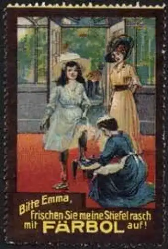 Zofe putzt dem Kind die Stiefel