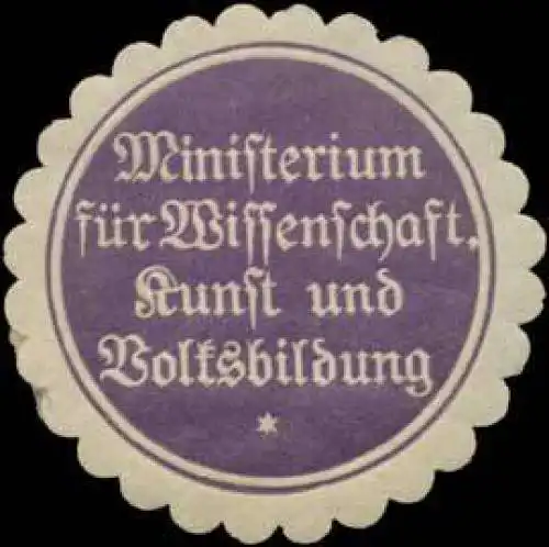 Ministerium fÃ¼r Wissenschaft, Kunst und Volksbildung