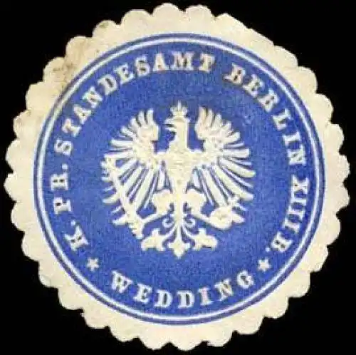 K. Pr. Standesamt Berlin XIII B.-Wedding