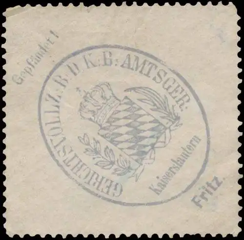Fritz - Gerichtsvollzieher b.d. K. Bayer. Amtsgericht Kaiserslautern