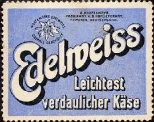 Edelweiss leichtest verdaulicher KÃ¤se