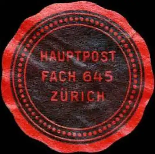 Hauptpost Fach 645 ZÃ¼rich