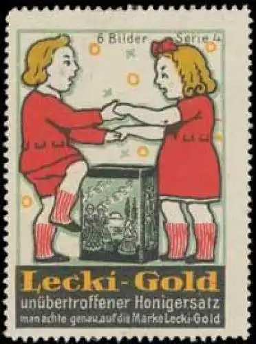 Kinder tanzen um Honig-Ersatz Lecki-Gold