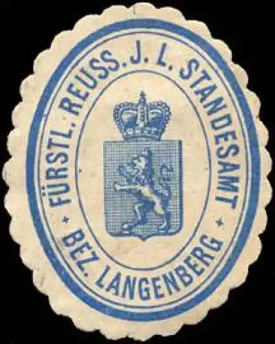 FÃ¼rstlich Reuss. J. L. Standesamt - Bezirk Langenberg