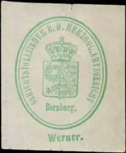 Werner Gerichtsvollzieher bei dem Herzogl. Amtsgericht Bernburg