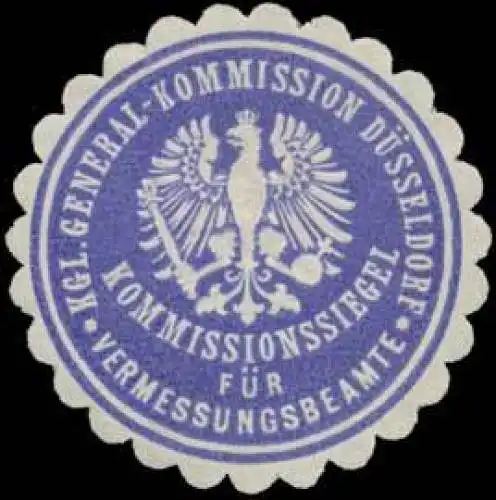 K. General-Kommission DÃ¼sseldorf Kommissionssiegel fÃ¼r Vermessungsbeamte