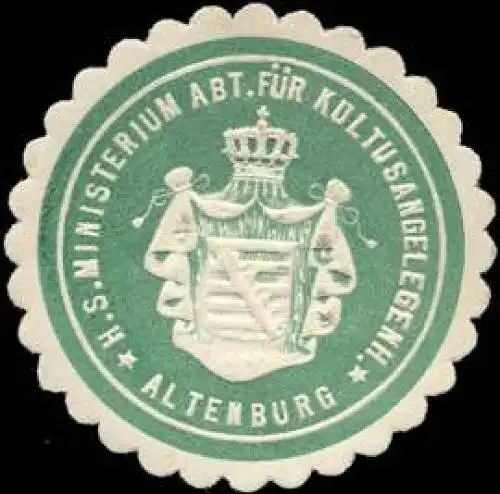 Herzoglich sÃ¤chsische Ministerium fÃ¼r Kultusangelegenheiten - Altenburg